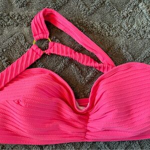 SHEIN Hot Pink Textured Bikini Top
